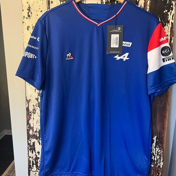 Le Coq Sportif Men's Alpine F1 Blue Racing Alonso Jersey. Size XL. NWT. - Picture 1 of 11